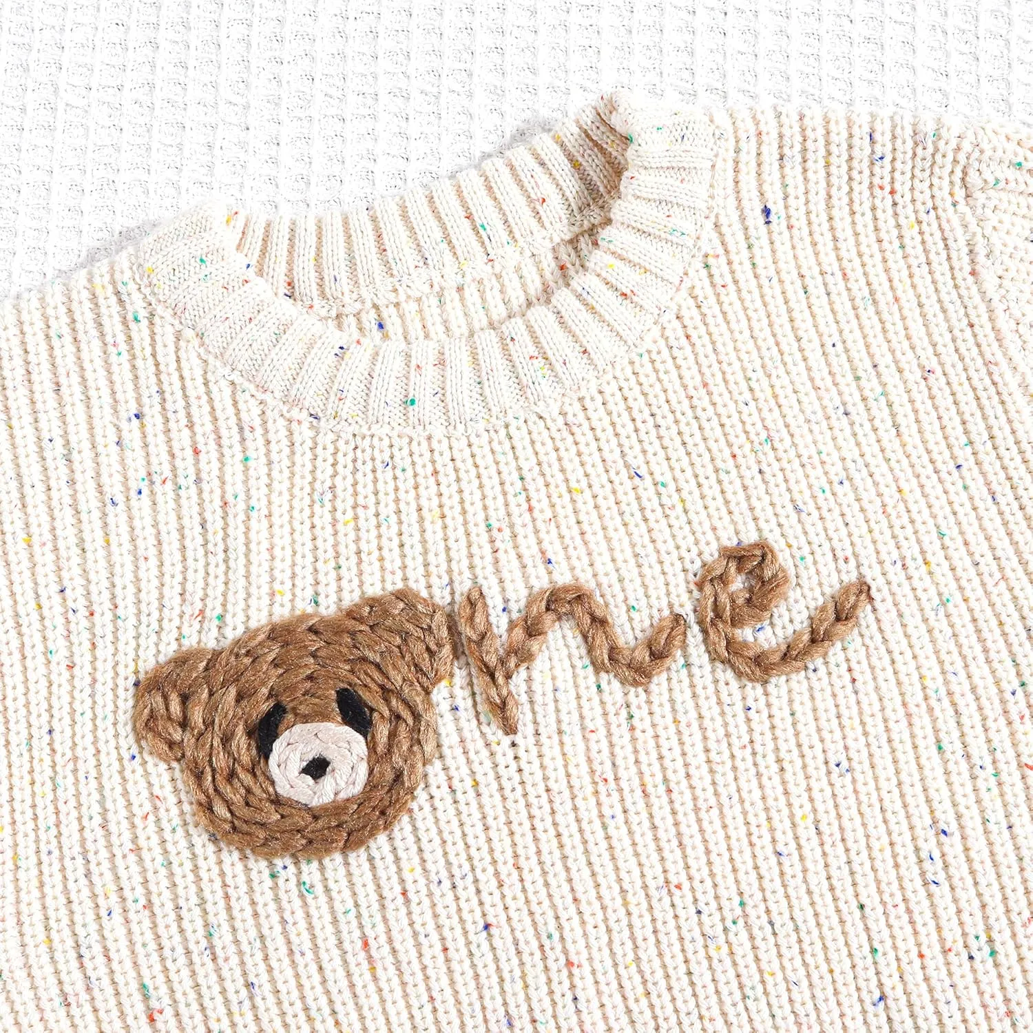 1st First Birthday Outfit Girl Boy One Sweater Embroidery Knit Pullover Fall Winter Clothes with Baby Gift Bag