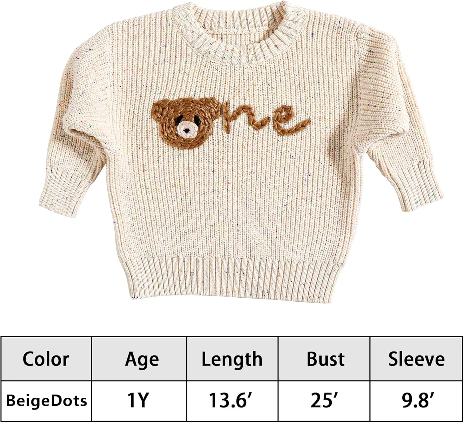 1st First Birthday Outfit Girl Boy One Sweater Embroidery Knit Pullover Fall Winter Clothes with Baby Gift Bag