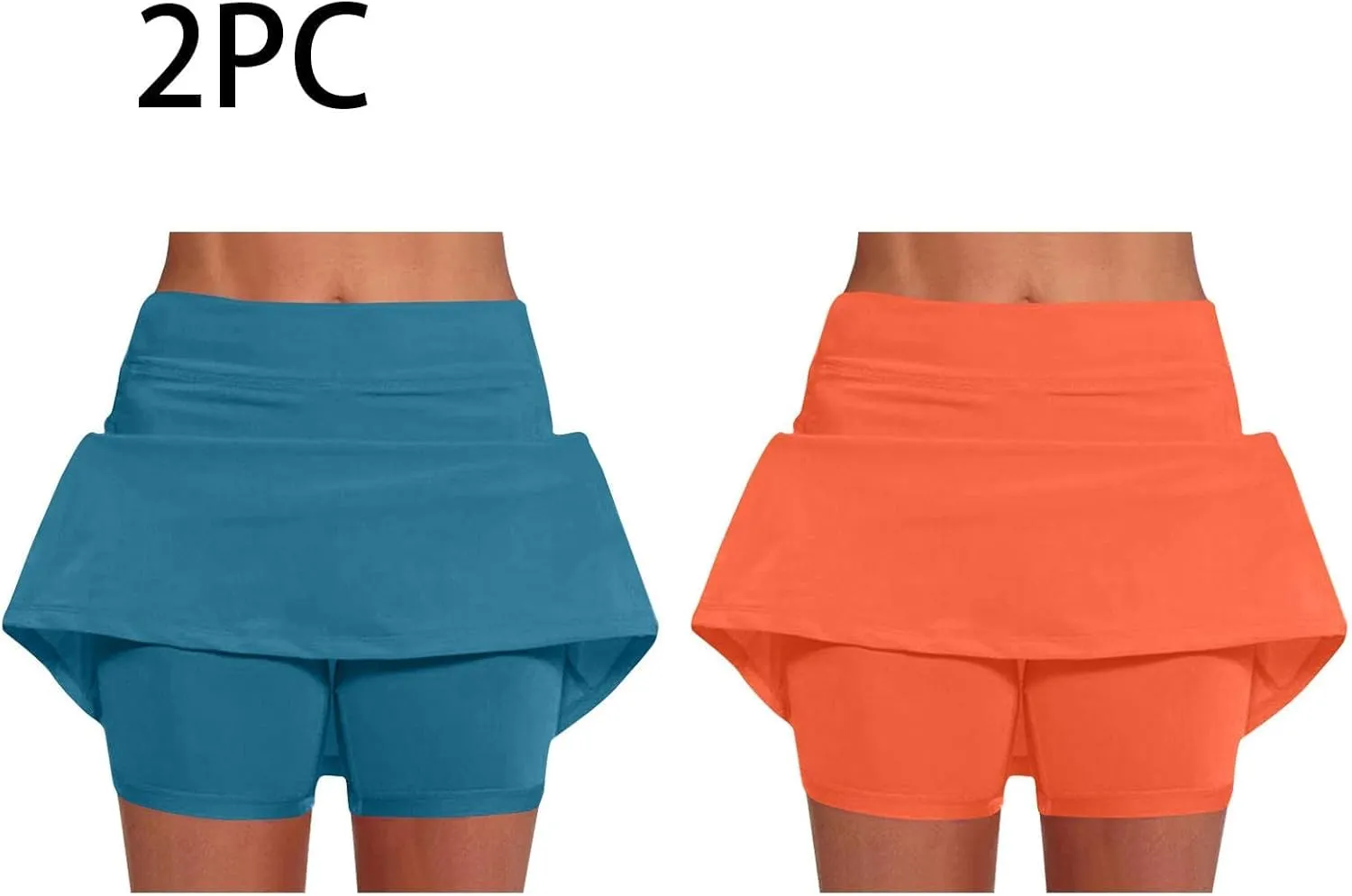 2 Pack Womens Athletic Skirts Basic Running Skorts Lightweight High Waisted Gym Workout Skirt with Built in Shorts