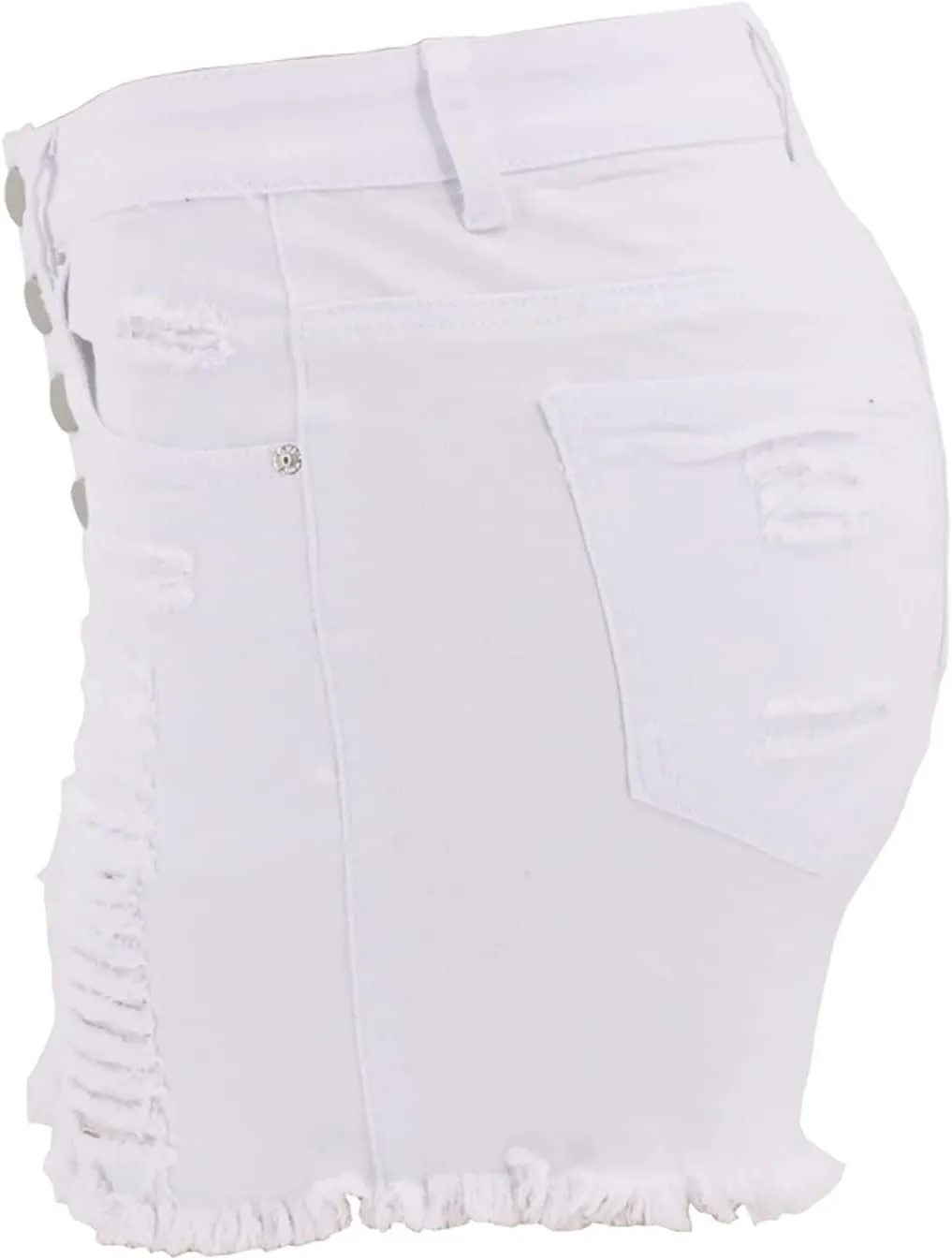2025 Women's High Waist Button Fly Denim Jean Shorts Hemline Cotton Denim Stretch Jean Shorts Stretchy Jean Short