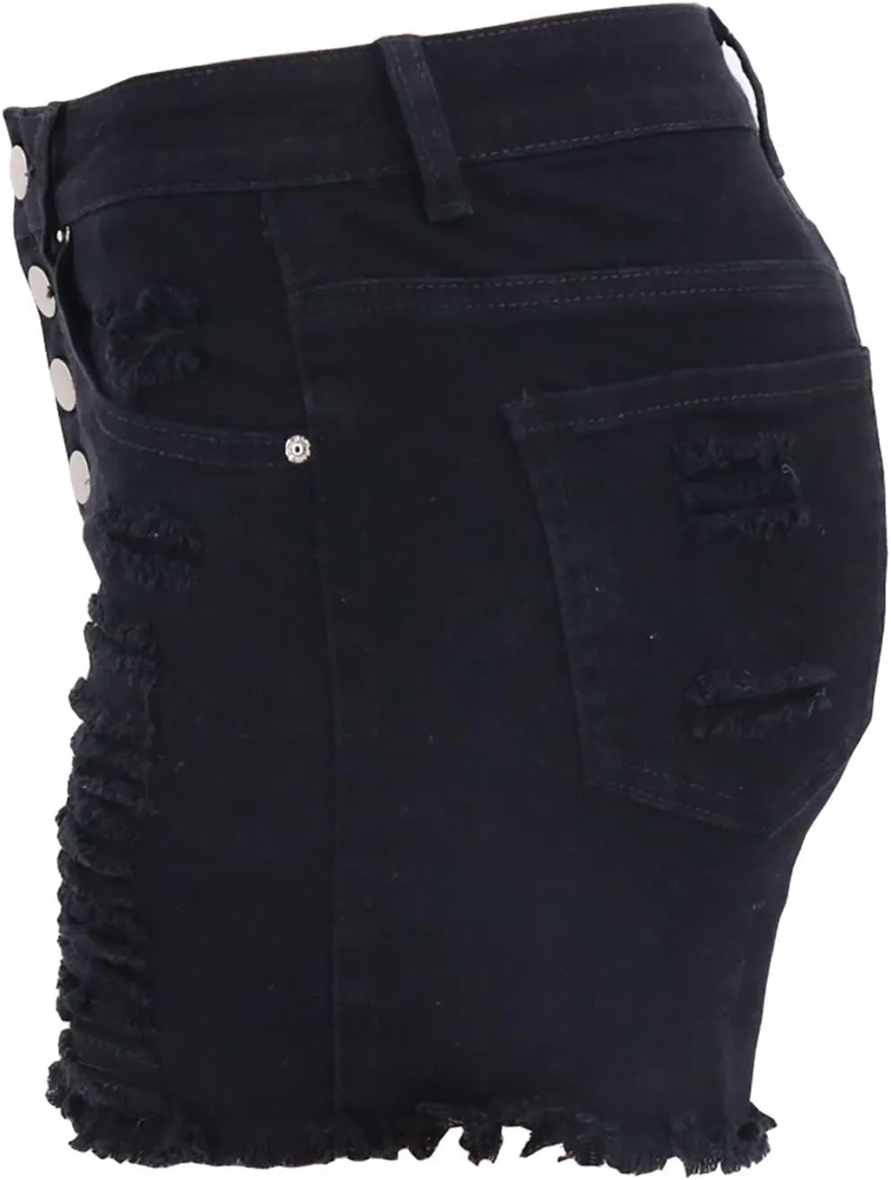 2025 Women's High Waist Button Fly Denim Jean Shorts Hemline Cotton Denim Stretch Jean Shorts Stretchy Jean Short