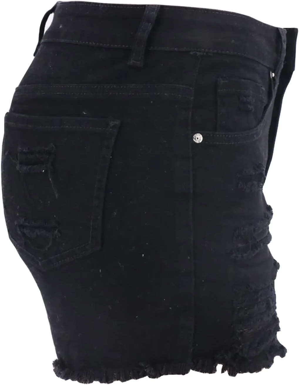 2025 Women's High Waist Button Fly Denim Jean Shorts Hemline Cotton Denim Stretch Jean Shorts Stretchy Jean Short