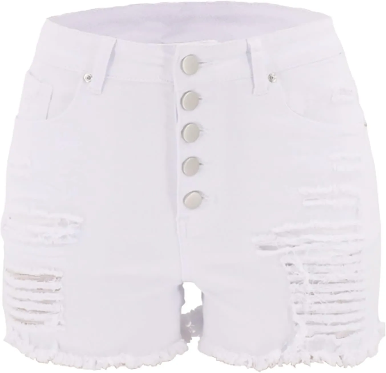 2025 Women's High Waist Button Fly Denim Jean Shorts Hemline Cotton Denim Stretch Jean Shorts Stretchy Jean Short