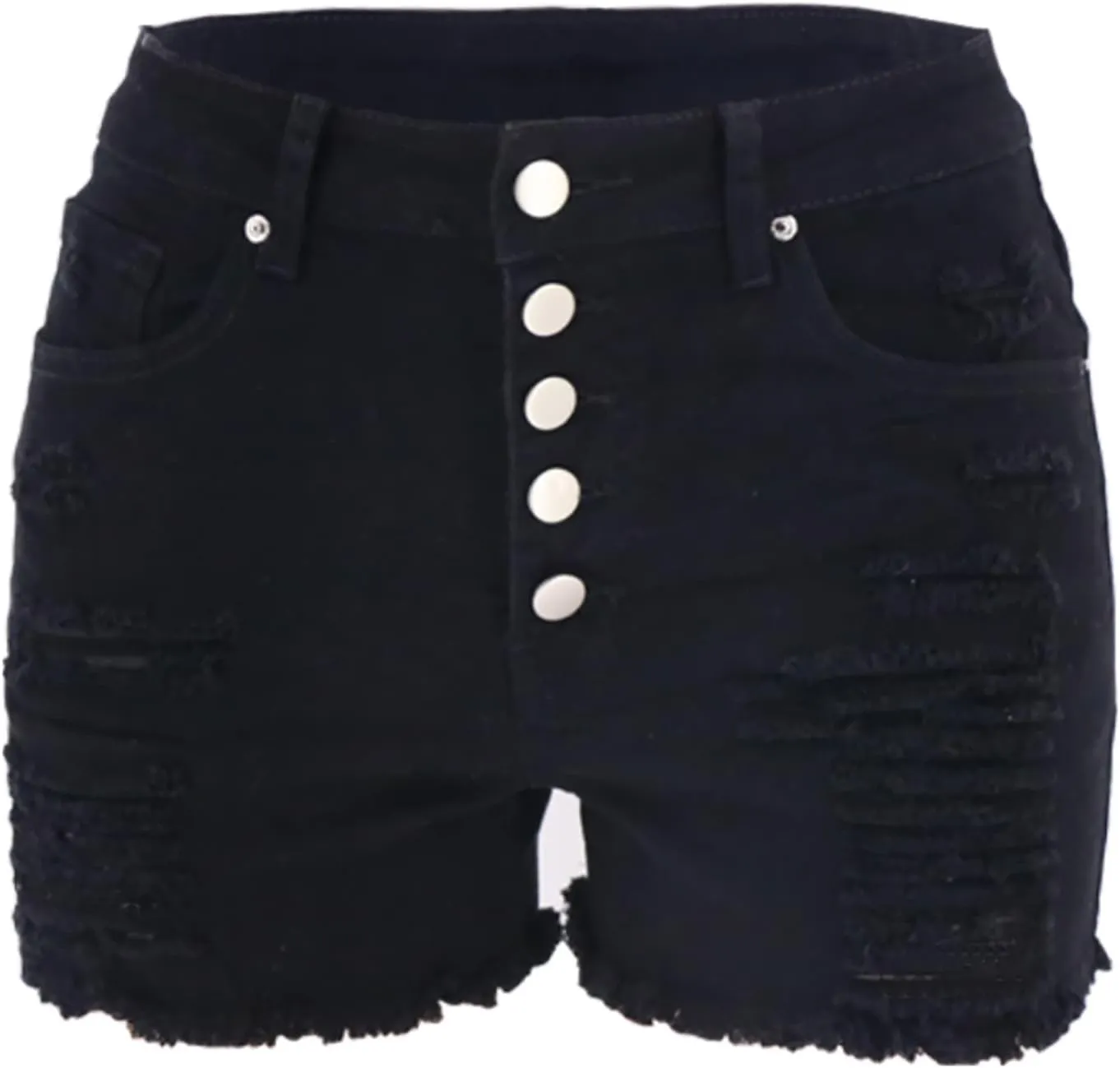 2025 Women's High Waist Button Fly Denim Jean Shorts Hemline Cotton Denim Stretch Jean Shorts Stretchy Jean Short