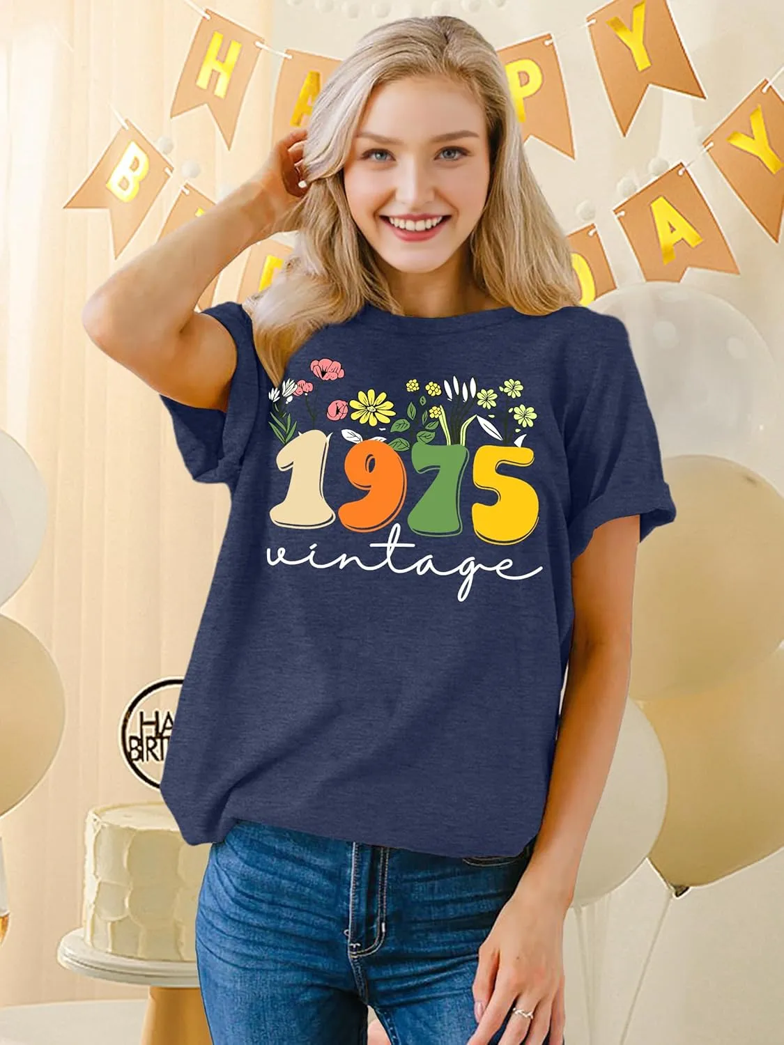 50th Birthday Gifts for Women Fifty Birthday Shirts: Vintage 1975 Shirt 50 Years Old Birthday Party Graphic T-Shirt