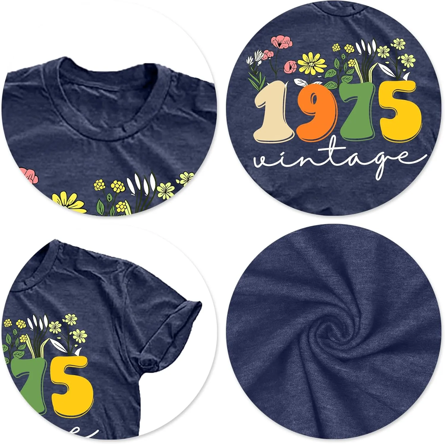50th Birthday Gifts for Women Fifty Birthday Shirts: Vintage 1975 Shirt 50 Years Old Birthday Party Graphic T-Shirt