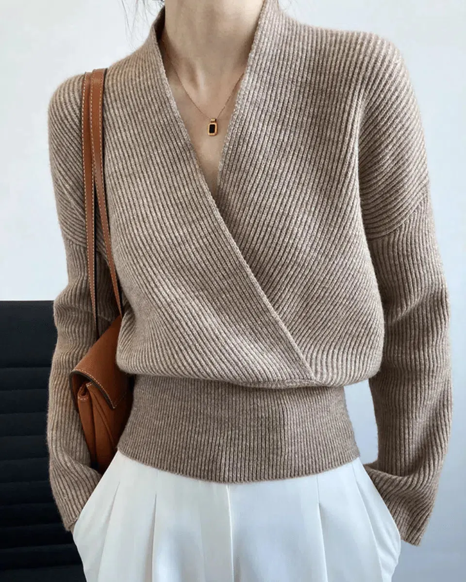 Allegra – Textured knit – Wrap sweater