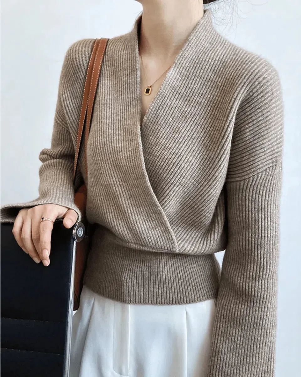 Allegra – Textured knit – Wrap sweater
