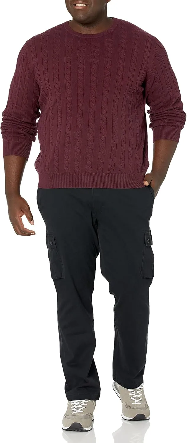 Amazon Essentials Men's Crewneck Cable Cotton Sweater