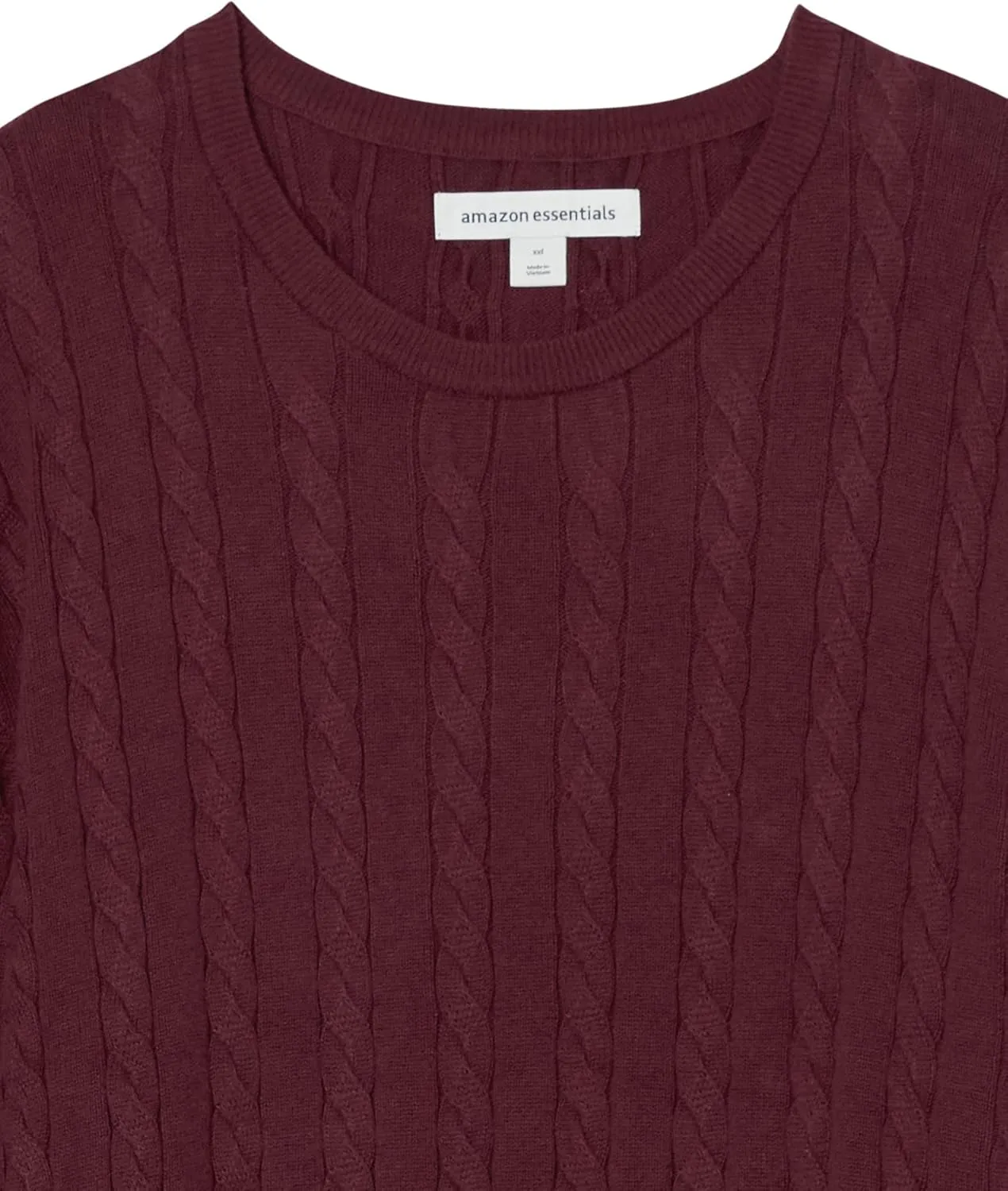 Amazon Essentials Men's Crewneck Cable Cotton Sweater