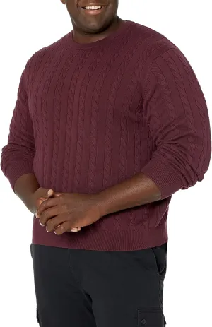 Amazon Essentials Men's Crewneck Cable Cotton Sweater