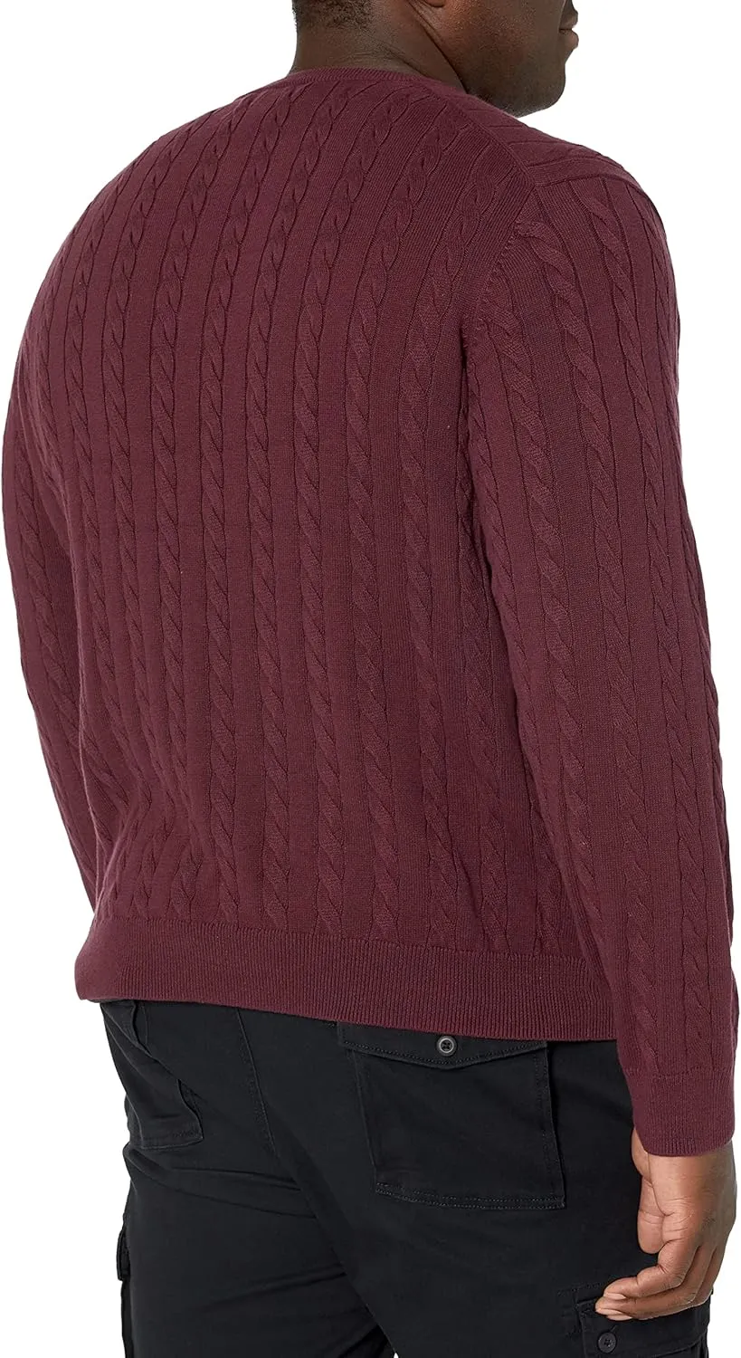 Amazon Essentials Men's Crewneck Cable Cotton Sweater