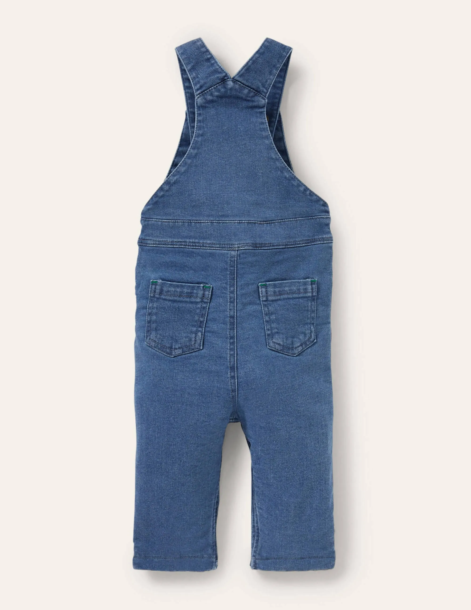 Appliqué Denim Dungarees-Chambray Farm Animals
