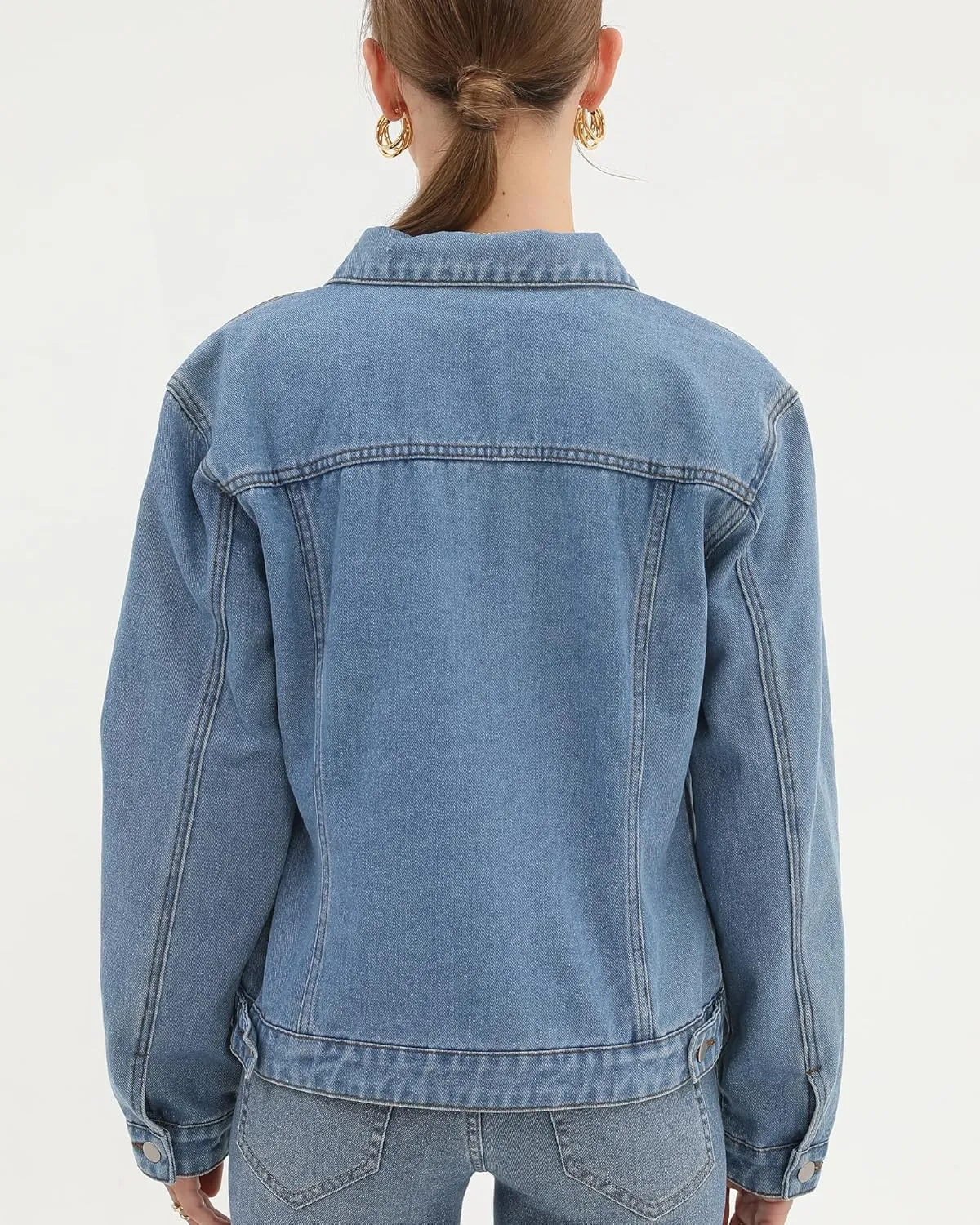 Argstar Denim Jacket for Women Button Up Long Sleeve with Pockets (Available in Inner Pockets)