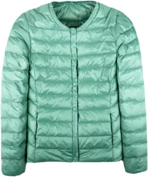 Autumn Spring Ultra Light Down Jacket Women White Duck Down Coat Casual Collarless Warm