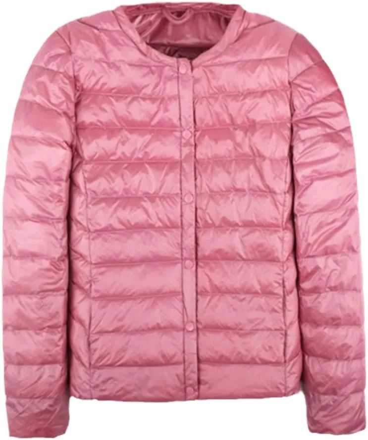 Autumn Spring Ultra Light Down Jacket Women White Duck Down Coat Casual Collarless Warm