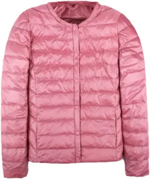 Autumn Spring Ultra Light Down Jacket Women White Duck Down Coat Casual Collarless Warm
