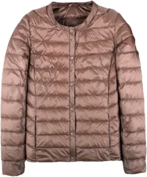 Autumn Spring Ultra Light Down Jacket Women White Duck Down Coat Casual Collarless Warm