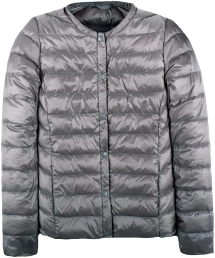 Autumn Spring Ultra Light Down Jacket Women White Duck Down Coat Casual Collarless Warm