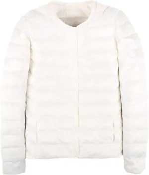 Autumn Spring Ultra Light Down Jacket Women White Duck Down Coat Casual Collarless Warm