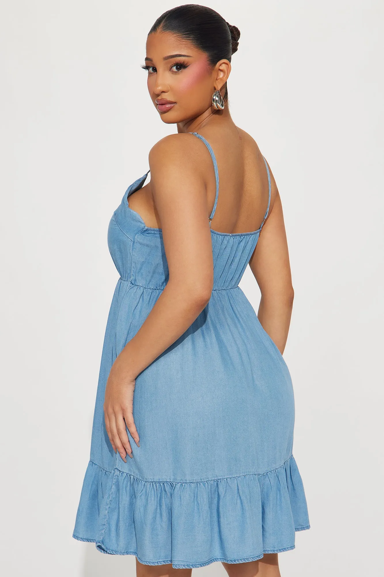 Bambi Chambray Mini Dress - Medium Wash