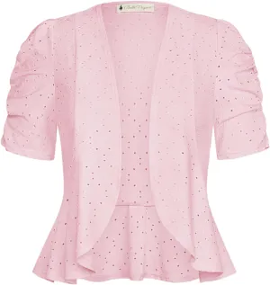 Belle Poque Women's 2025 Summer Bolero Shrug Lightweight Short Sleeve Cropped Open Front Cardigan for Dresses