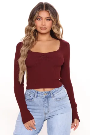 Best Of The Bunch Ribbed Sweater - Burgundy