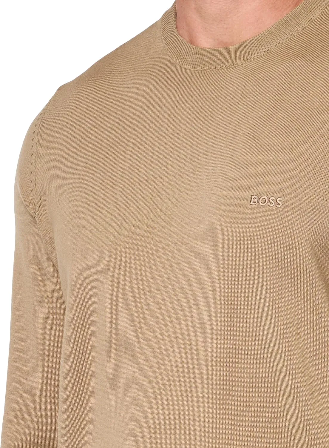 BOSS Men's Small Logo Wool Pullover Sweater