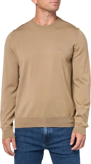 BOSS Men's Small Logo Wool Pullover Sweater