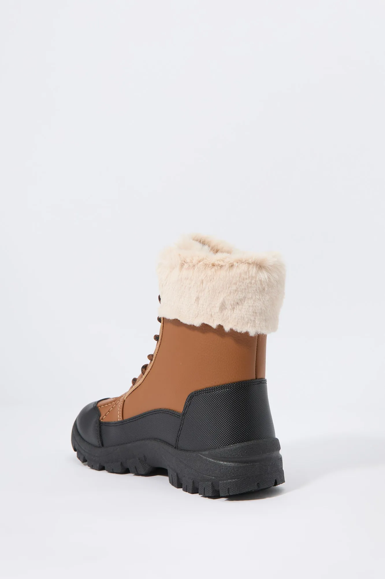 Bottes lacées avec revers en similifourrure