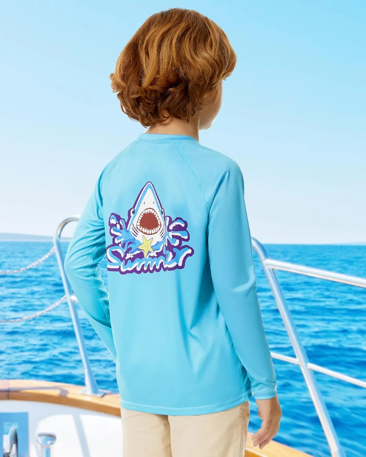 Boys Rash Guard Long Sleeve UPF 50  Fishing Shirt Kids Sun Protection Swim Shirts Youth SPF Quick Dry Shirt