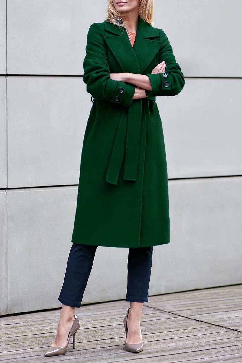 British Style Elegant Solid Buckle Turn-back Collar Outerwear