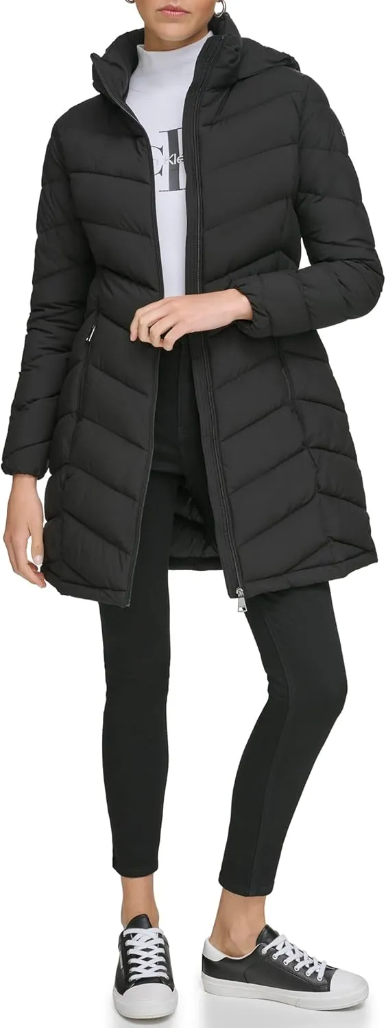 Calvin Klein Women's Classic Hooded Zip Front Puffer Coat