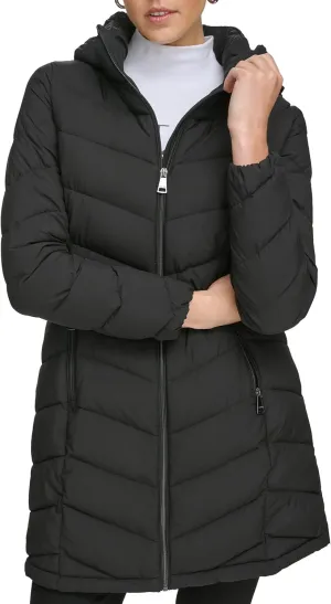 Calvin Klein Women's Classic Hooded Zip Front Puffer Coat