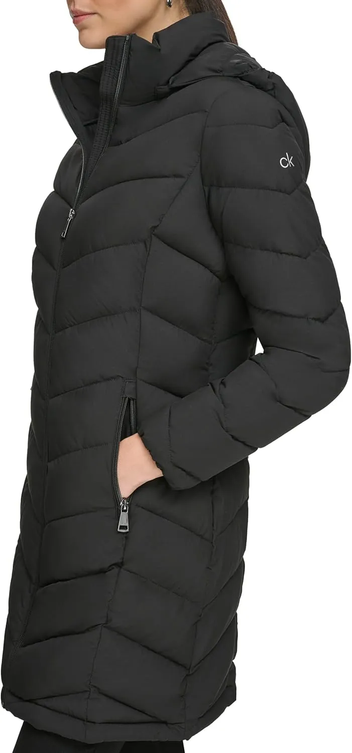 Calvin Klein Women's Classic Hooded Zip Front Puffer Coat
