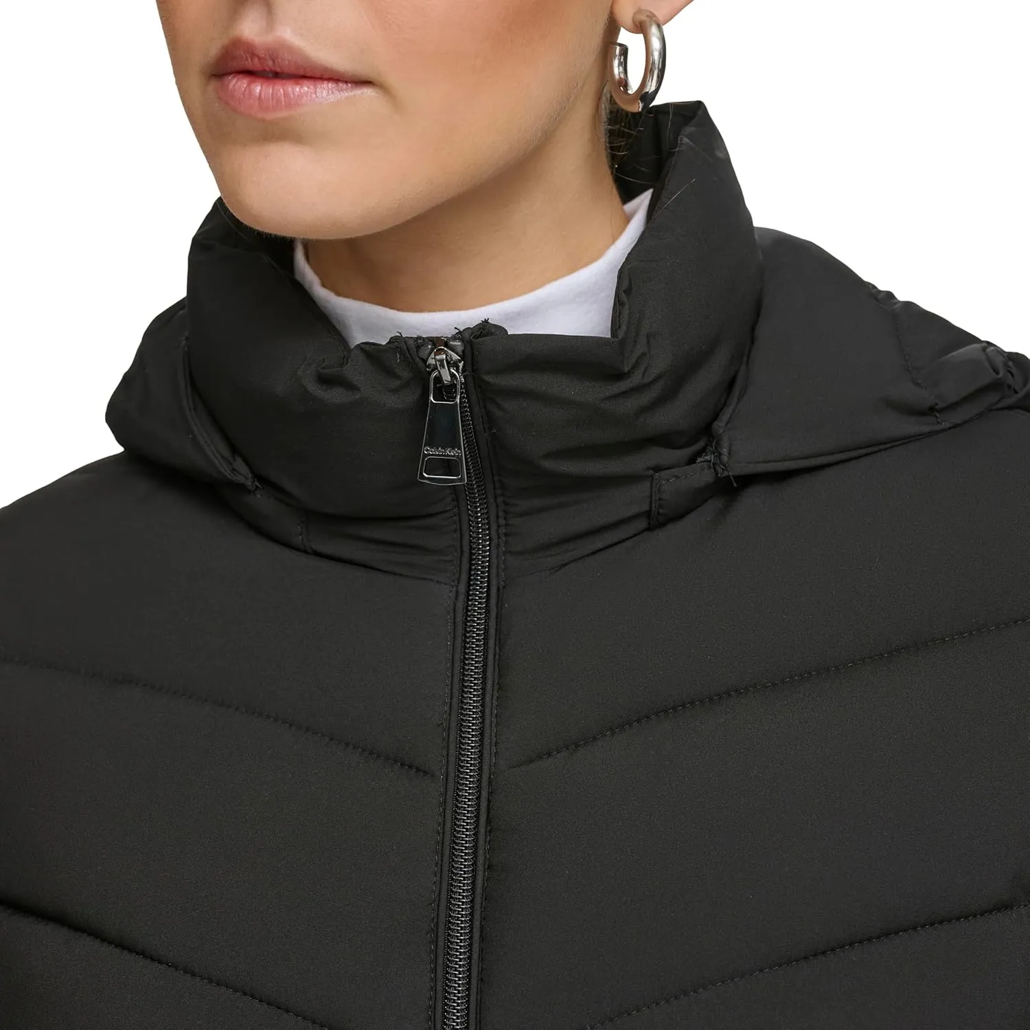 Calvin Klein Women's Classic Hooded Zip Front Puffer Coat