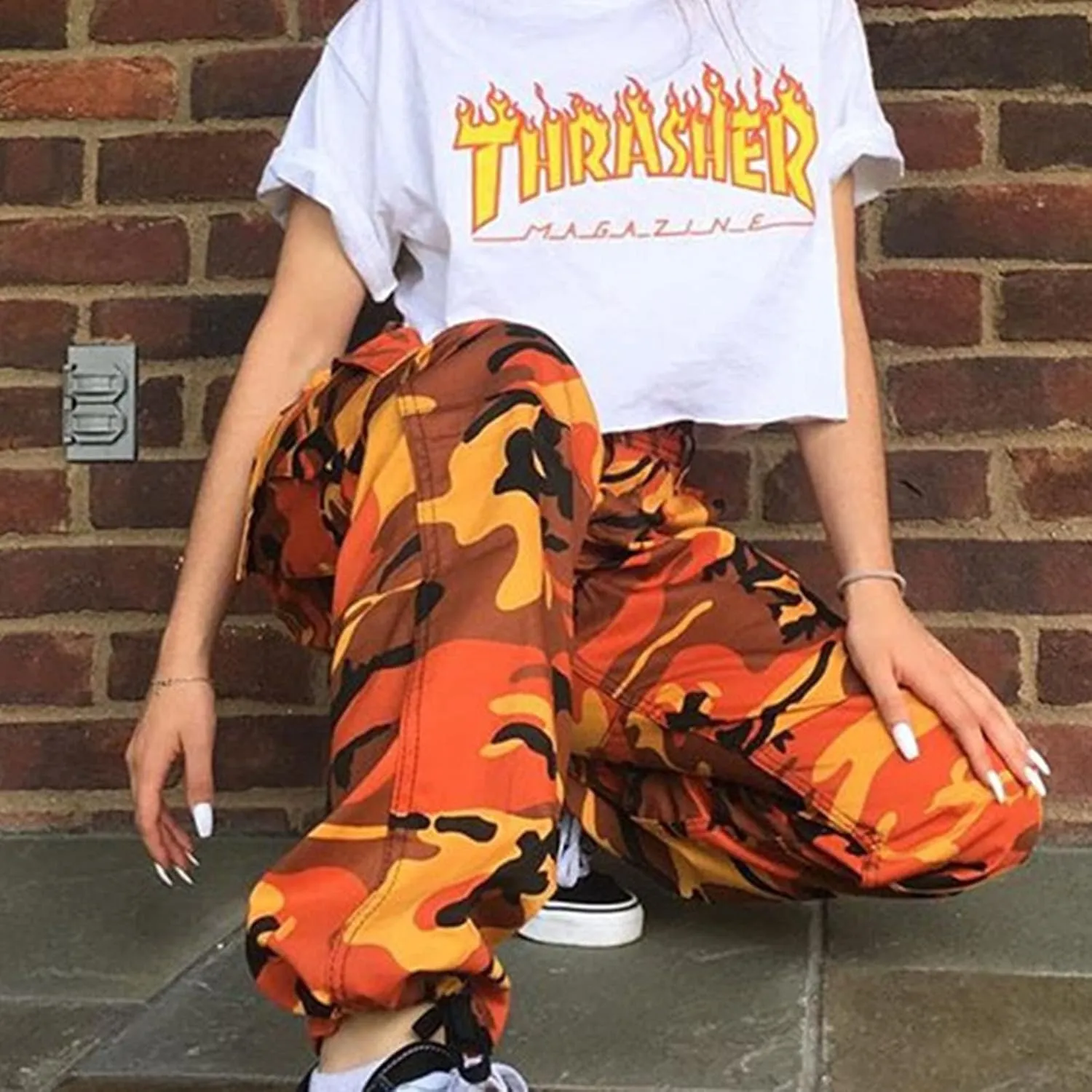 Camo Cargo Pants for Women Fashion Y2K High Waist Military Army Cargo Pants Sweatpants with Pockets Jogger Trousers