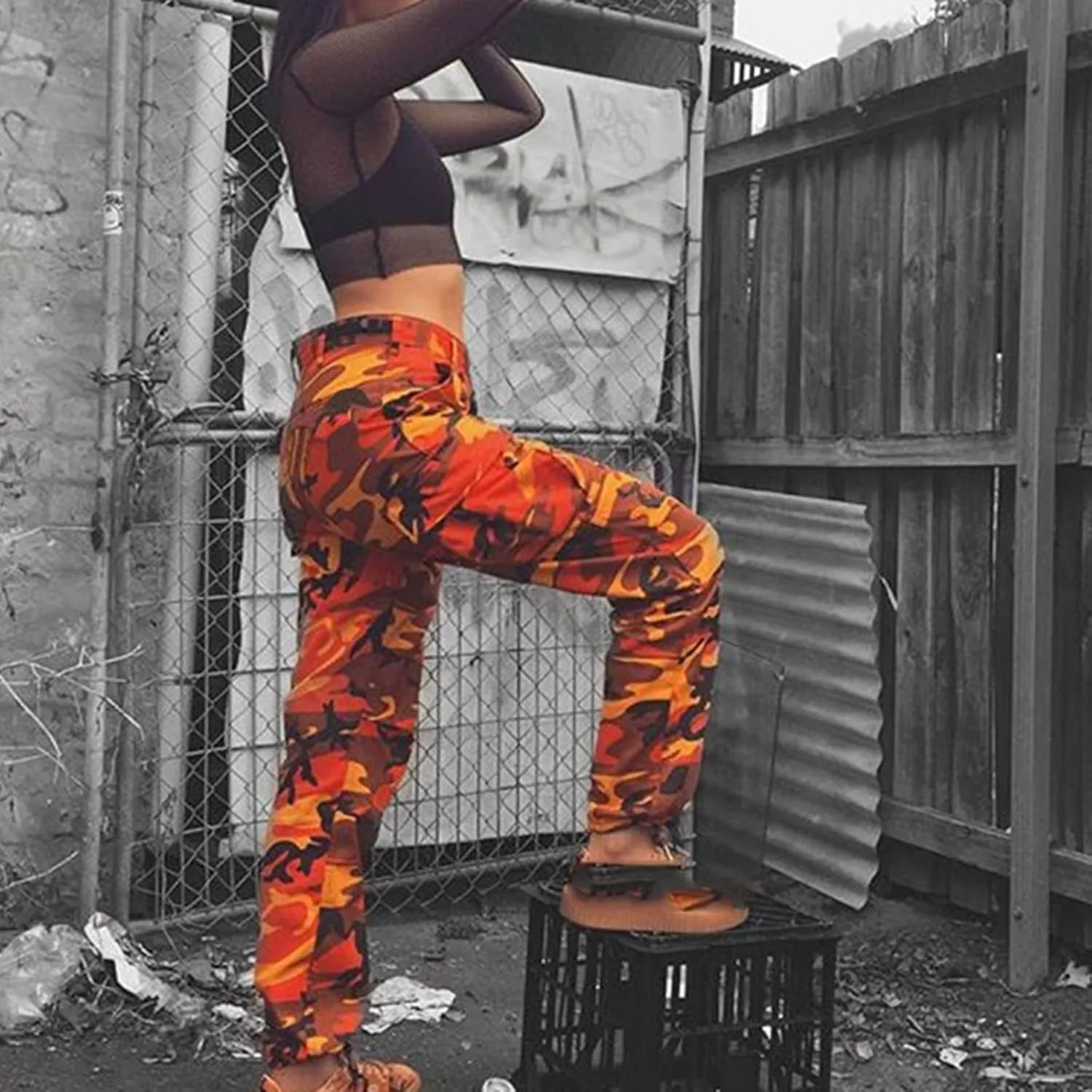 Camo Cargo Pants for Women Fashion Y2K High Waist Military Army Cargo Pants Sweatpants with Pockets Jogger Trousers