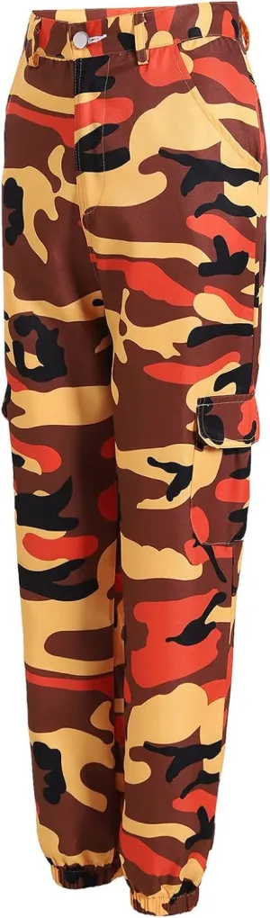 Camo Cargo Pants for Women Fashion Y2K High Waist Military Army Cargo Pants Sweatpants with Pockets Jogger Trousers