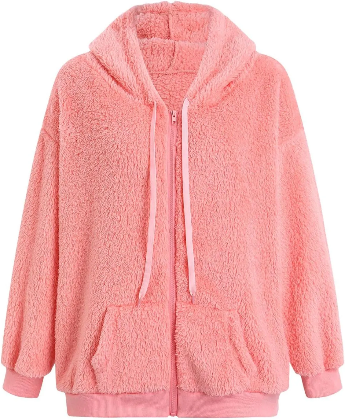 Ceboyel Women 2023 Fleece Oversized Jacket Long Sleeve Casual Fall Hoodie Full Zip Up Sweatshirt Winter Coats Outerwear
