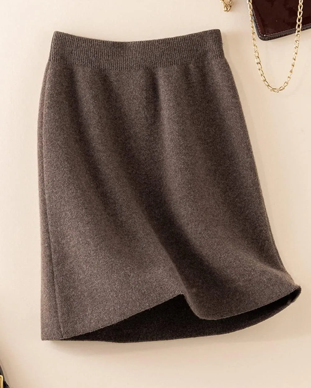 CHARTOU Women's Winter Thicken Elastic High Waist Knitted Mini Pencil Sweater Skirt