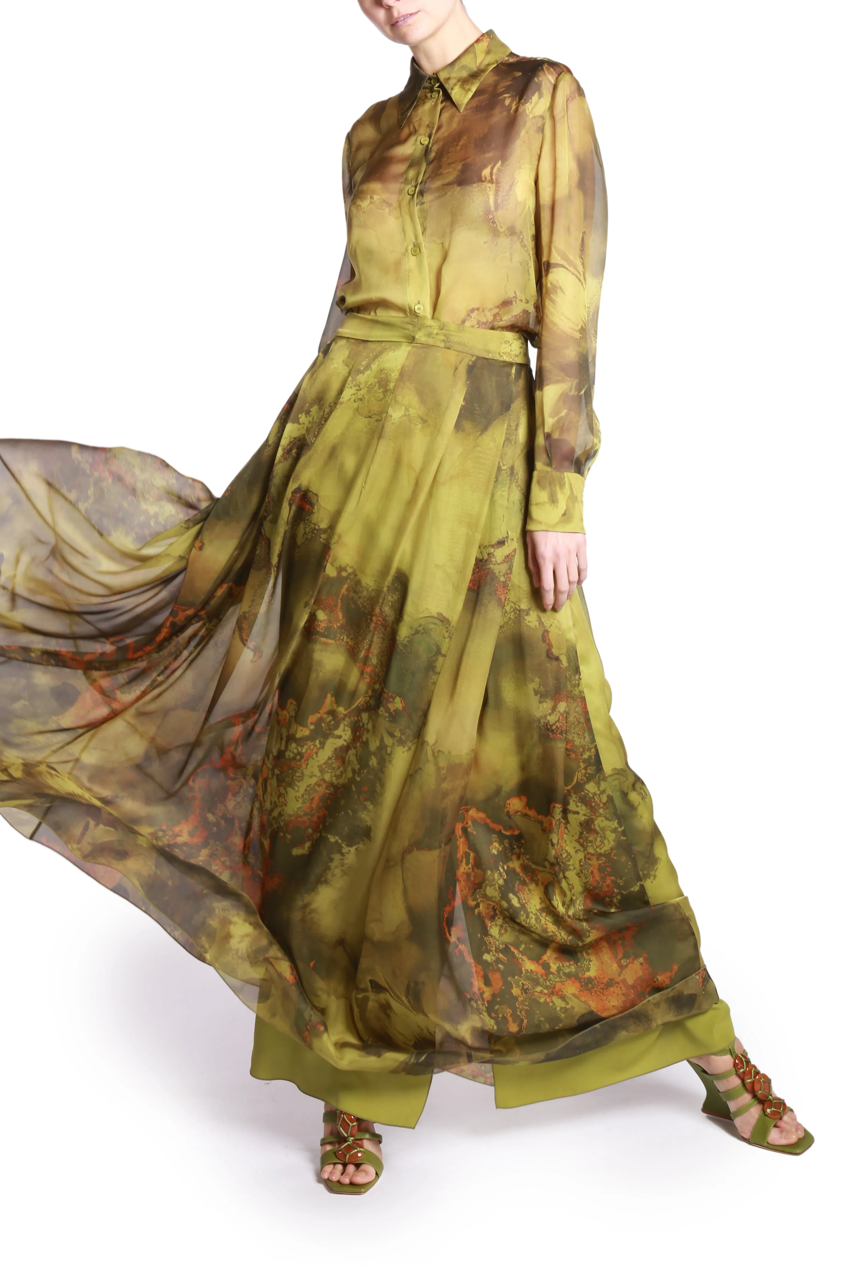 Chiffon Skirt With Flower Bomb Print