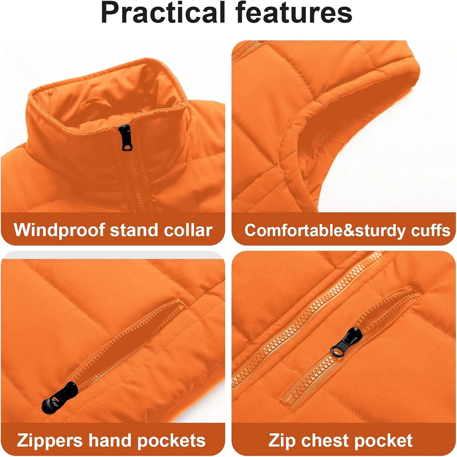 Chrisuno Women's Puffer Vest Casual Stand Collar Quilted Waistcoat Outdoor Padded Ski Vest