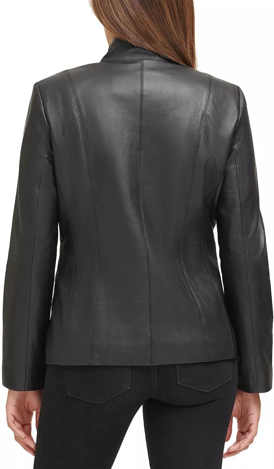 Cole Haan Women's Leather Wing Collared Jacket (Standard and Plus Size)
