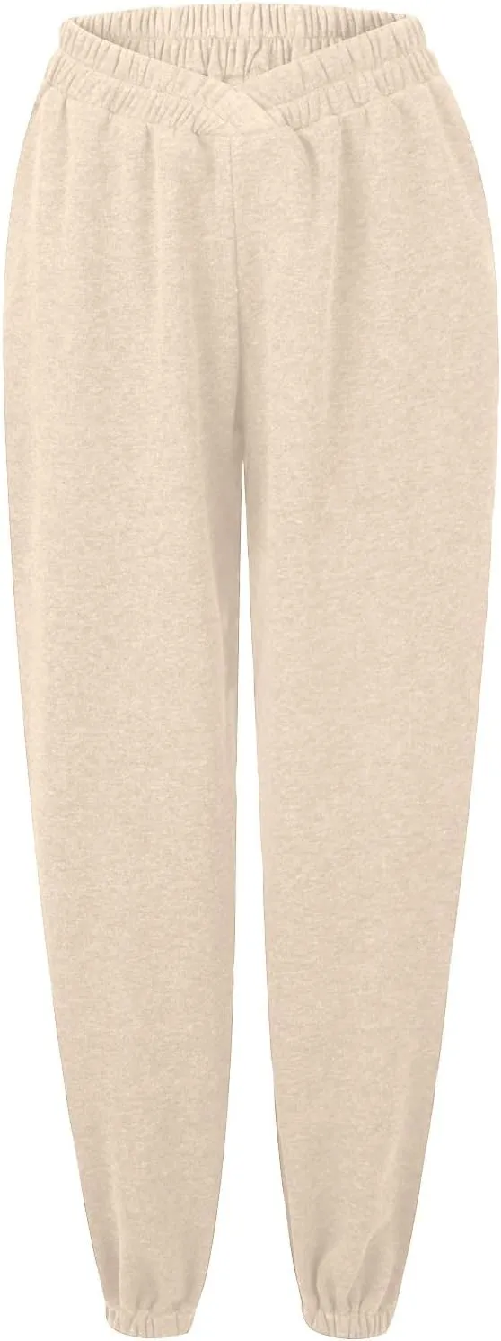 Comfy Pants,Women's High Waist Solid Color Casual Trousers Workout Sports Joggers Pants with Spring&Summer Clothing
