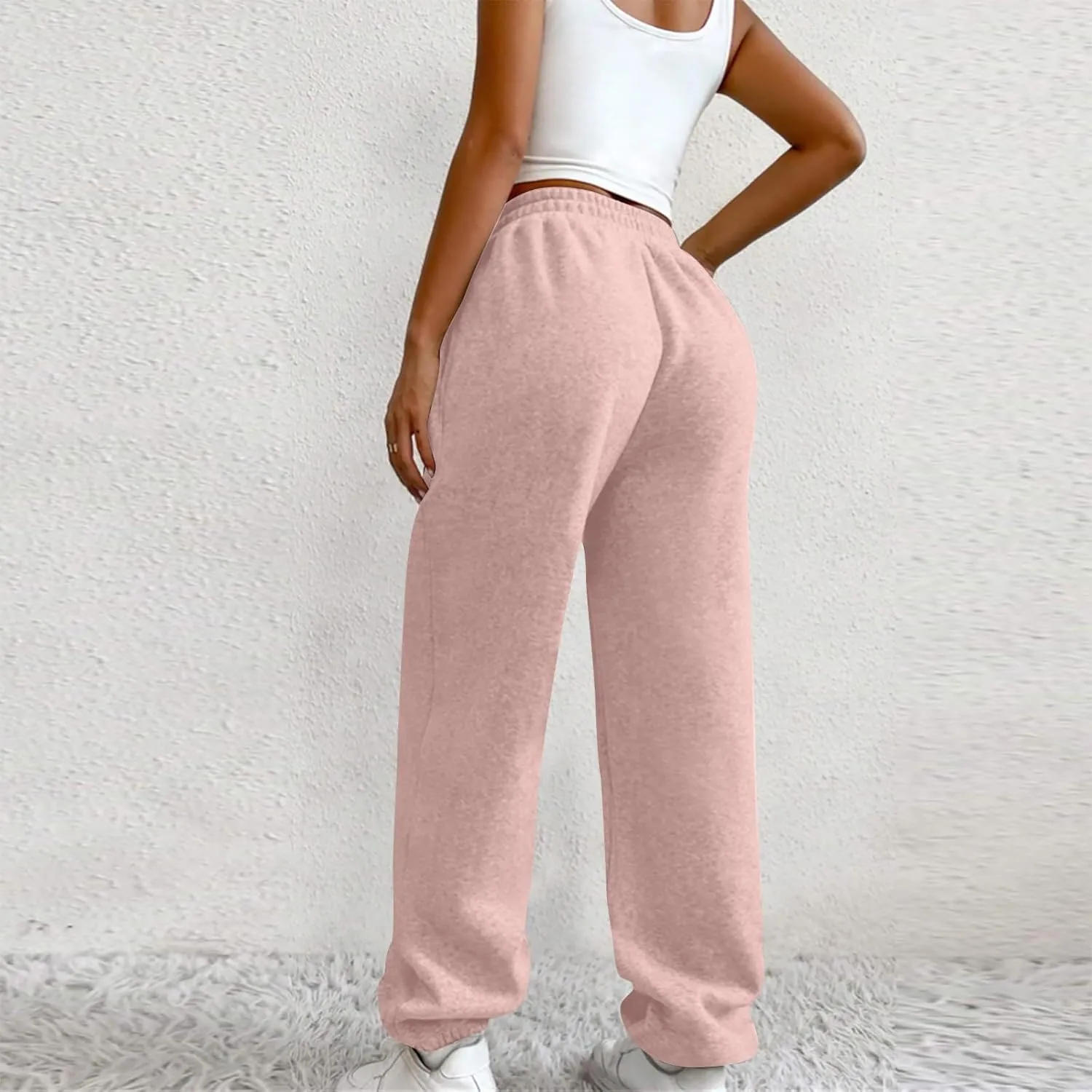 Comfy Pants,Women's High Waist Solid Color Casual Trousers Workout Sports Joggers Pants with Spring&Summer Clothing