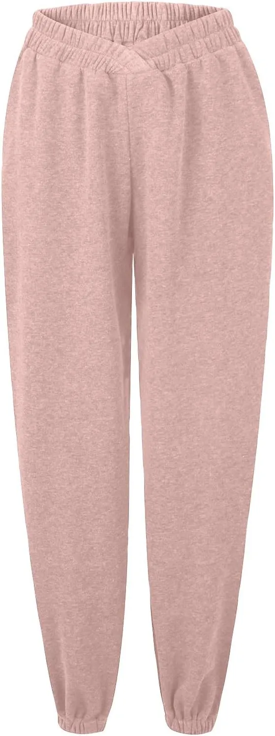 Comfy Pants,Women's High Waist Solid Color Casual Trousers Workout Sports Joggers Pants with Spring&Summer Clothing