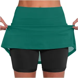 DDAPJ pyju Womens Tennis Skirt with Shorts Plus Size High Waisted Modest Skirts Workout Skort Golf Skirt Athletic Skorts