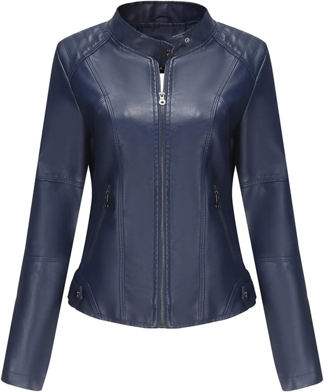 DEAR MODEL Faux Leather Jacket Women Bomber Jacket Women's Belted Motorcycle Jacket