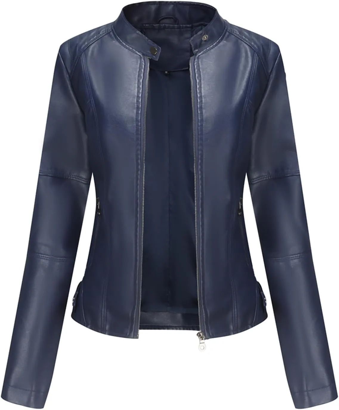 DEAR MODEL Faux Leather Jacket Women Bomber Jacket Women's Belted Motorcycle Jacket